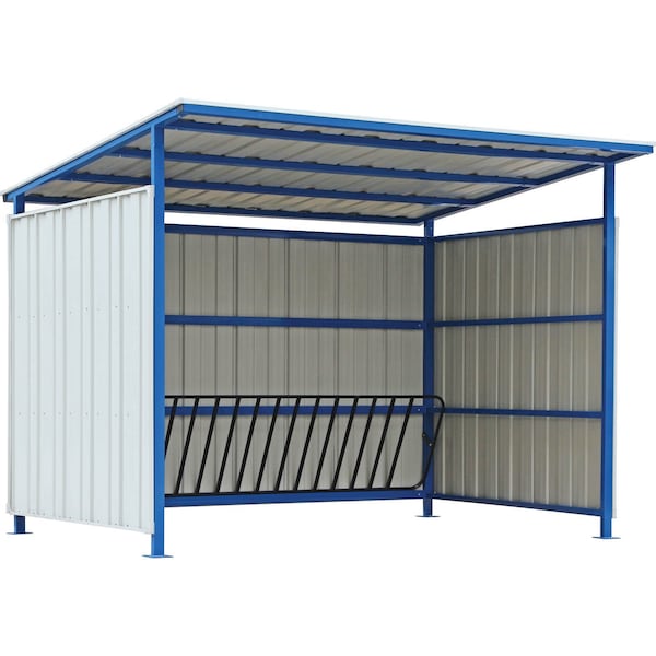 Global Industrial Bike Storage Shelter with Slant Roof, 16 Bike Capacity, 120L x 95-1/2W x 90-1/16H 708408 - main